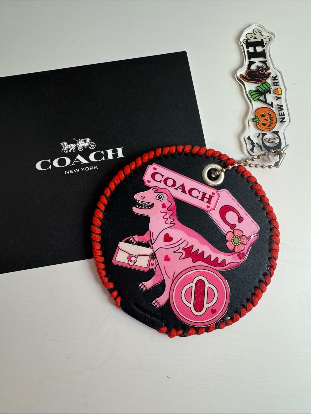Coach customized double-sides coaster charm keychain cluster